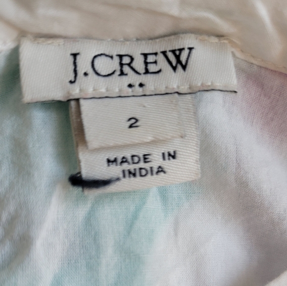 J. Crew Women's White Blouse Boho Embroidered Peplum Short Sleeve Keyhole Size 2 - Picture 4 of 6